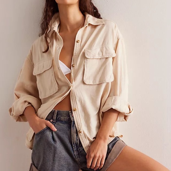 Free People We The Free Made For Sun Linen Shirt - Picture 1 of 6
